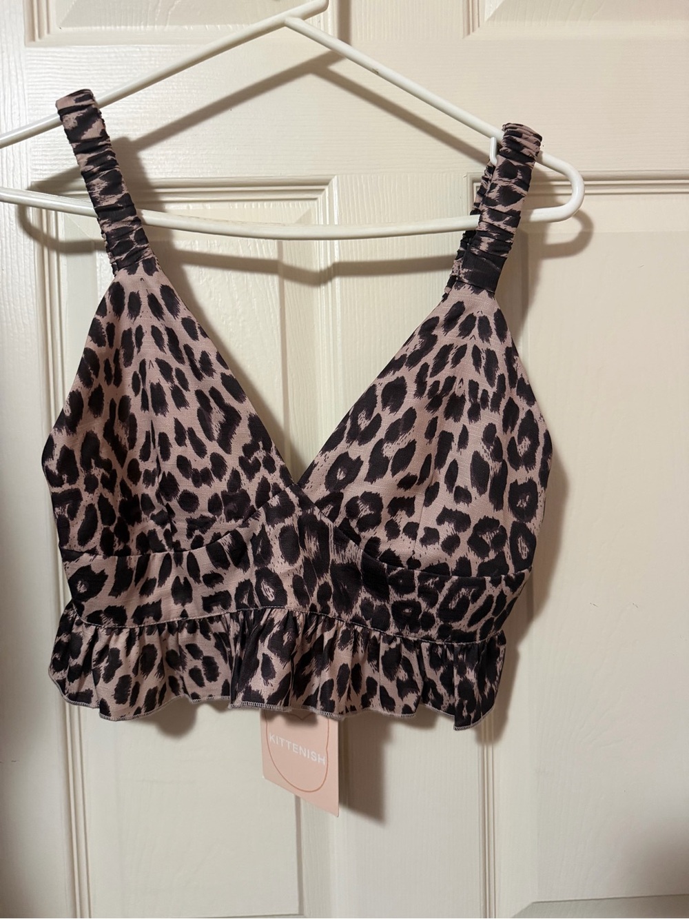 Kittenish Pink and Black Leopard Ruffle top and matching skirt